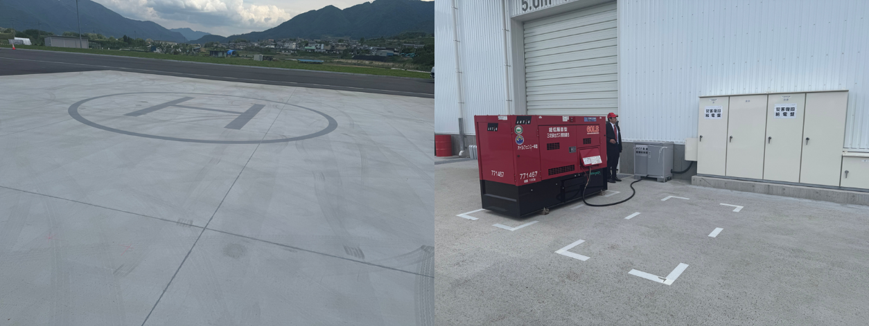 井水や循環水を最大限に活用した重機洗浄ライン。左は洗車プールと洗車ノズルで、クローラの泥を短時間で洗浄。